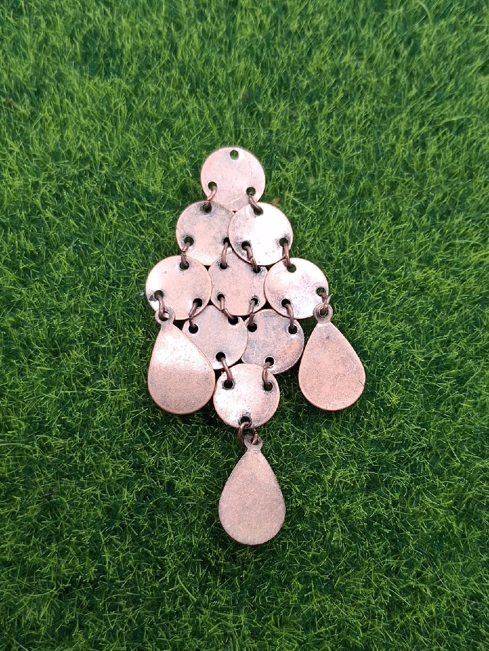 Vintage-Style Copper Teardrop Cascade Pendant Copper P409